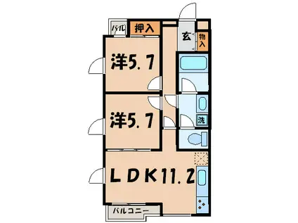 エクセル米喜(2LDK/2階)の間取り写真