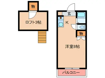 ウイング奈多II(ワンルーム/1階)の間取り写真