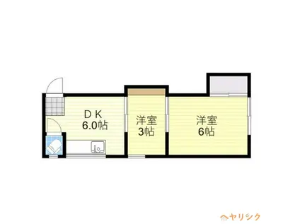 藤塚荘(2DK/1階)の間取り写真