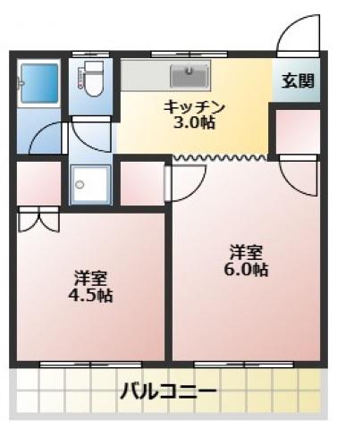 桂マンションI(2K/1階)の間取り写真