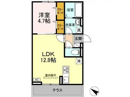 D-ROOM上石田2丁目(1LDK/1階)の間取り写真