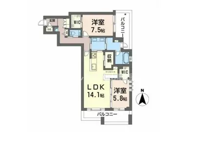 シャーメゾンプレミア上中野(2LDK/4階)の間取り写真