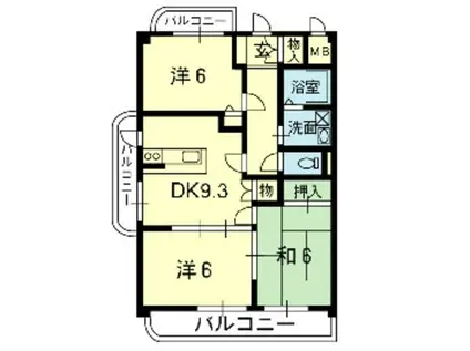 ピュアマンション大津(3DK/4階)の間取り写真