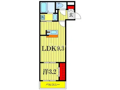 UCDA RESIDENCE新検見川(1LDK/3階)の間取り写真