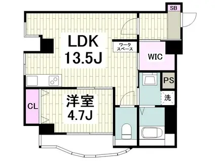 マンションオーク(1LDK/2階)の間取り写真