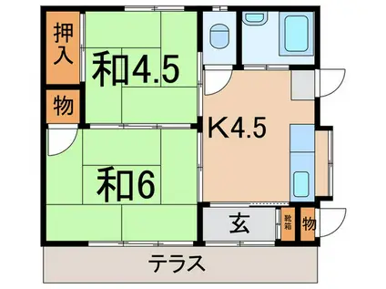 京急本線 金沢文庫駅 徒歩22分 1階建 築53年(2K/1階)の間取り写真