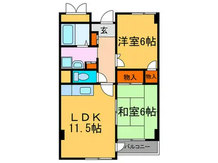 シルベーヌ北山(2LDK/3階)の間取り写真