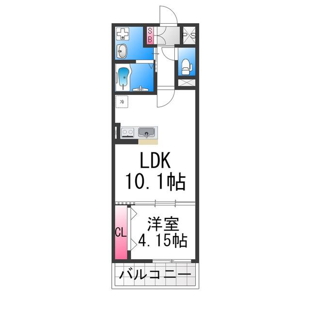 FREEDOM RESIDENCE堺大小路(1LDK/6階)の間取り写真