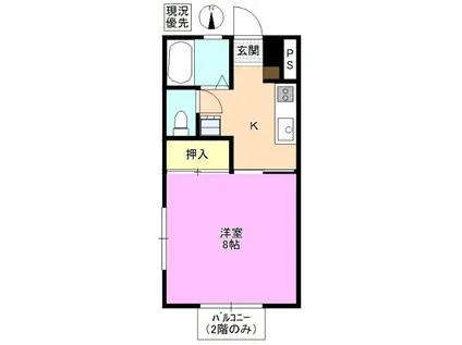 サンパレス美須々(1K/2階)の間取り写真