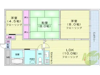 シティハイツ11番館(3LDK/2階)の間取り写真