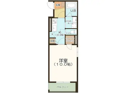 ルート38(1K/3階)の間取り写真