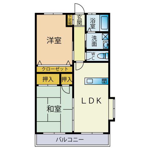 武美ハイツ(2LDK/2階)の間取り写真