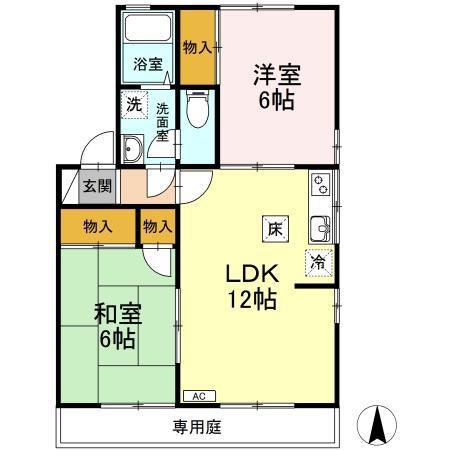 ヴィラージュ・95 A棟(2LDK/1階)の間取り写真