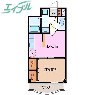 ヌーベルバーグ(1DK/1階)の間取り写真