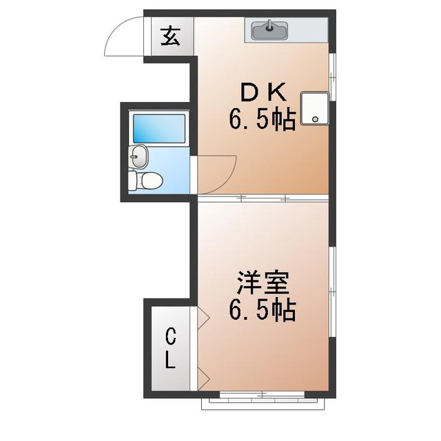 アリタビル(1DK/2階)の間取り写真