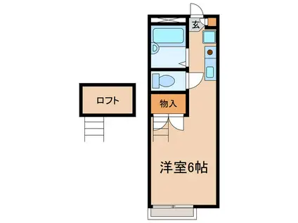 ダイヤモンドハウス(ワンルーム/2階)の間取り写真