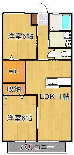 エクセルハイムB(2LDK/2階)の間取り写真