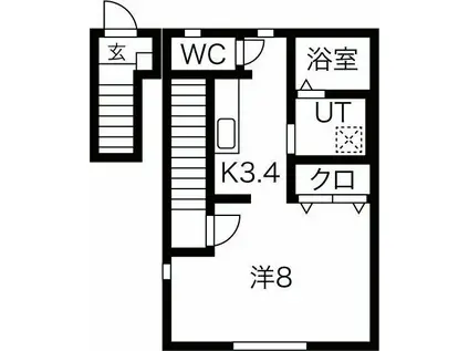 ブルック北上I(1K/2階)の間取り写真