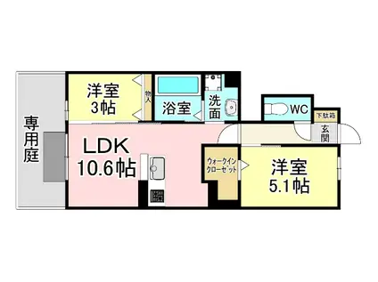 D-ROOM上葛原(2LDK/1階)の間取り写真