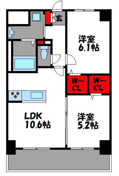 レイ和白(2LDK/6階)の間取り写真
