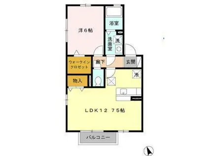 シエルハウス(1LDK/1階)の間取り写真