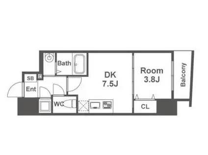 セレニテ三宮(1DK/3階)の間取り写真