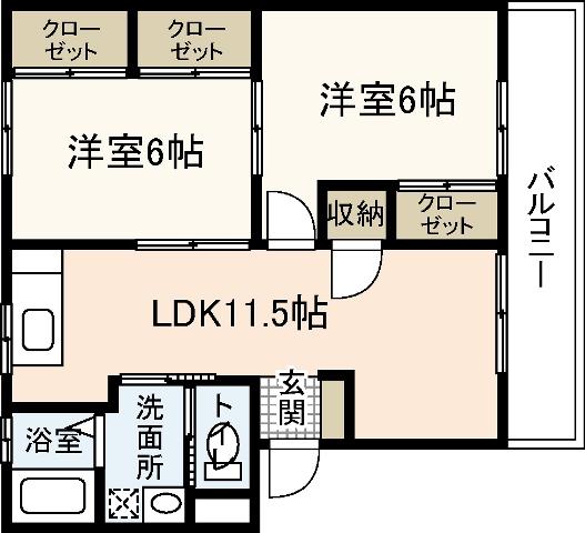 田中第一ビル(2LDK/2階)の間取り写真