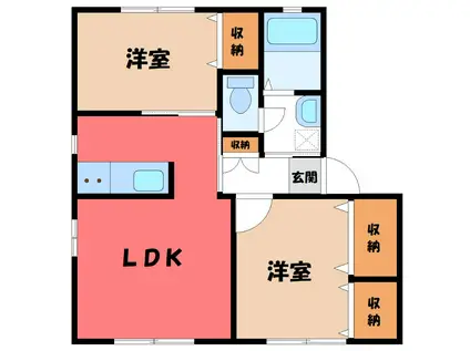 ヴィー・スターブルB(2LDK/2階)の間取り写真