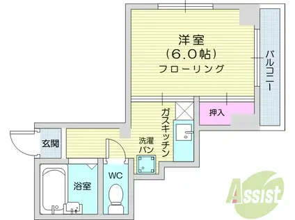 フッコウビル(1K/4階)の間取り写真