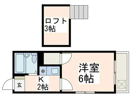 ミユテ藤が丘(1K/2階)の間取り写真