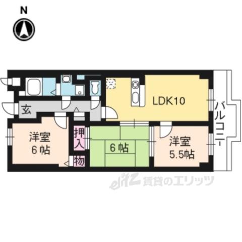 ラポート小林(3LDK/5階)の間取り写真