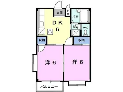 エルディム栗木山(2DK/2階)の間取り写真