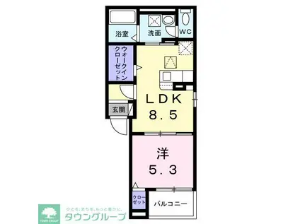 ヴィラ リヴァージュ(1LDK/1階)の間取り写真