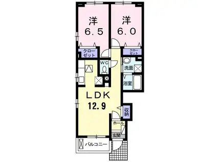 メルヴェーユIII(2LDK/1階)の間取り写真