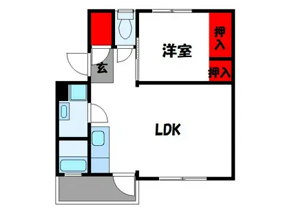 松崎団地 15000棟(1LDK/4階)の間取り写真