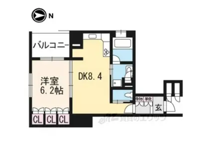 リーガル京都堀川五条通(1DK/5階)の間取り写真