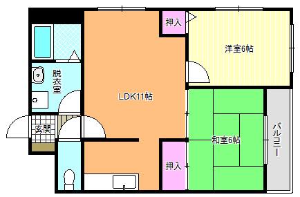 エクセル針中野(2LDK/3階)の間取り写真