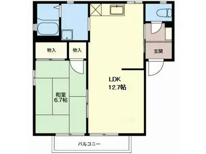 ルミエールII(1LDK/1階)の間取り写真