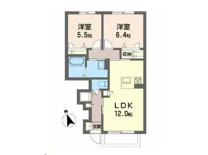 メゾンマストすわ町(2LDK/1階)の間取り写真