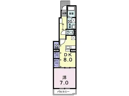 GLORY蘭(1DK/1階)の間取り写真