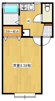 カルディア I(1K/2階)の間取り写真