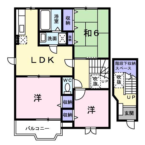 フレッサB(3LDK/2階)の間取り写真