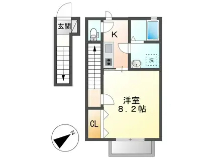 CERISIER(1K/2階)の間取り写真