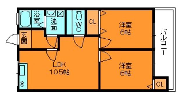 グリーンハイツ(2LDK/2階)の間取り写真