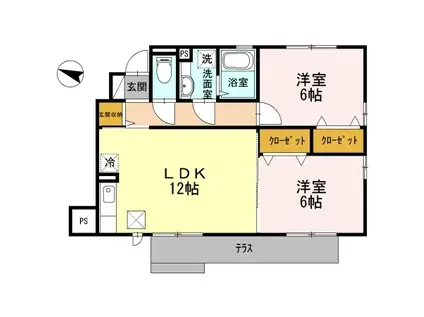 グランドゥール(2LDK/1階)の間取り写真