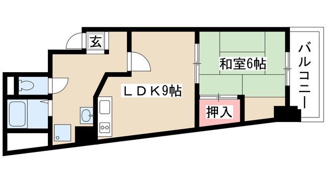 原田ビル(1LDK/4階)の間取り写真