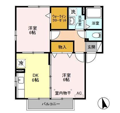 フォンティーヌA/B/C/D(2DK/2階)の間取り写真