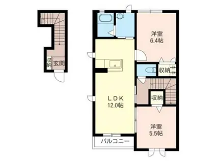 エーデル青葉 B(2LDK/2階)の間取り写真