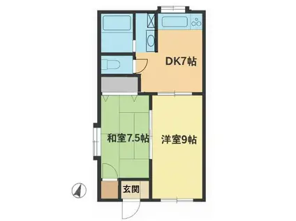 コーポ南沢(2DK/1階)の間取り写真