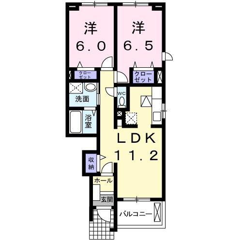 ティエラ水前寺(2LDK/1階)の間取り写真